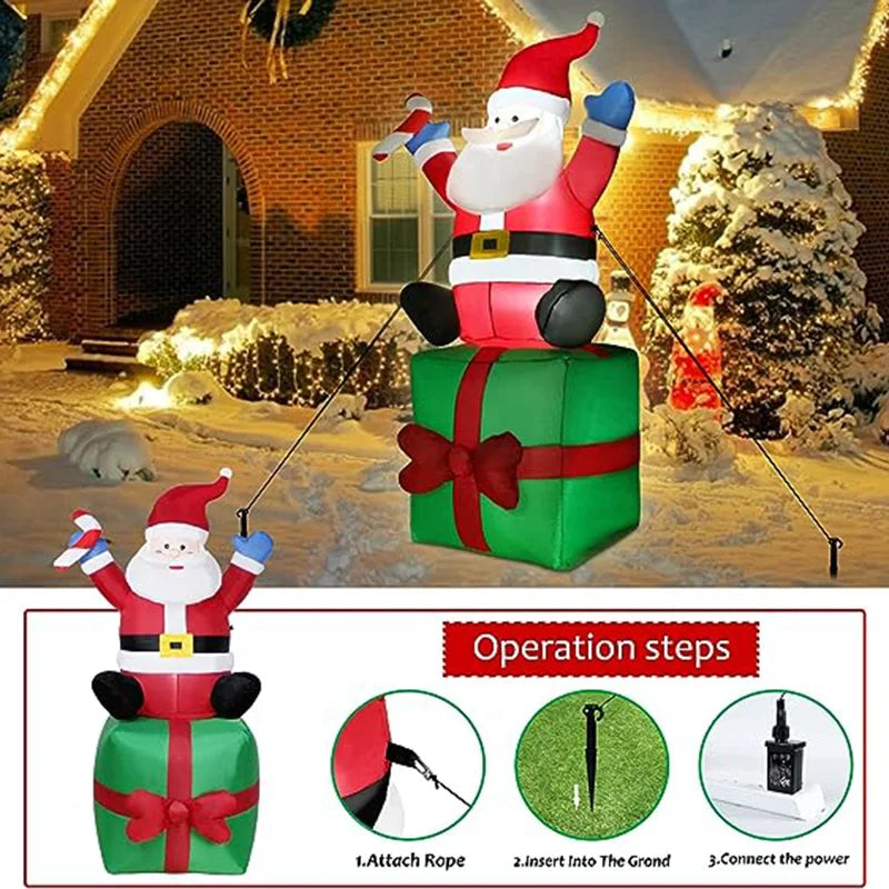 Santa Claus Stacking Gifts Christmas Decoration inflatable model Patio Props 1.8m Indoor and Outdoor Christmas Decoration