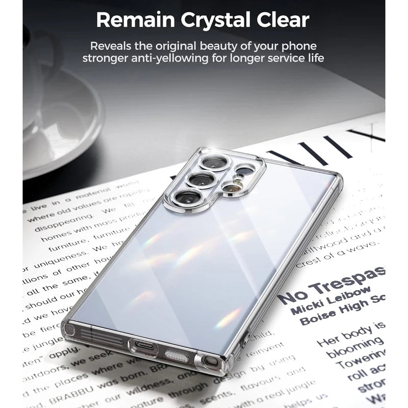 Original Clear Silicone Case For Galaxy Samsung S24 S23 S22 S21 Ultra FE Plus Ultra Thin Crystal Soft TPU Cover