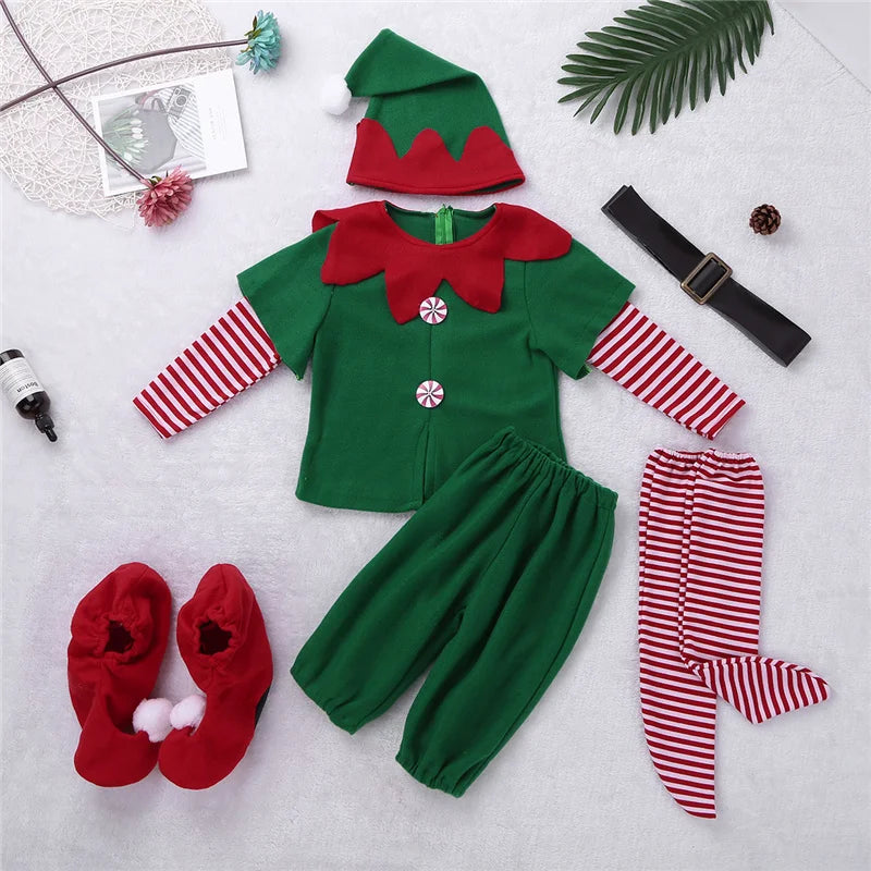 Elf Girls Christmas Costume Festival Santa Clause for Girls New Year children clothing Fancy Dress Xmas Party Dress