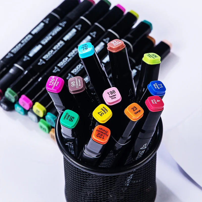 12/24/30/36/40/48/60/80 Colors Double Headed Art Markers Drawing Pen Set Sketching Tip Based Oily Markers Graffiti Manga School