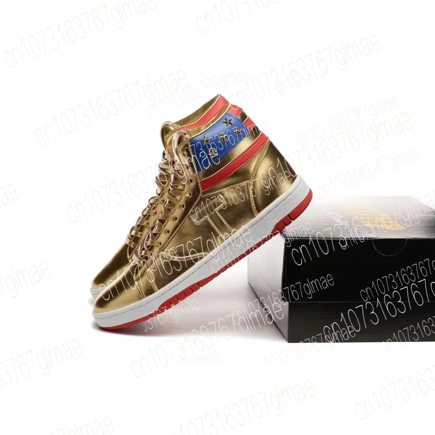 Top Version Best Quality MAGA Trump Shoes Never Surrender Sneakers USA Flag High top Gold Sneakers Men's Road Sneakers