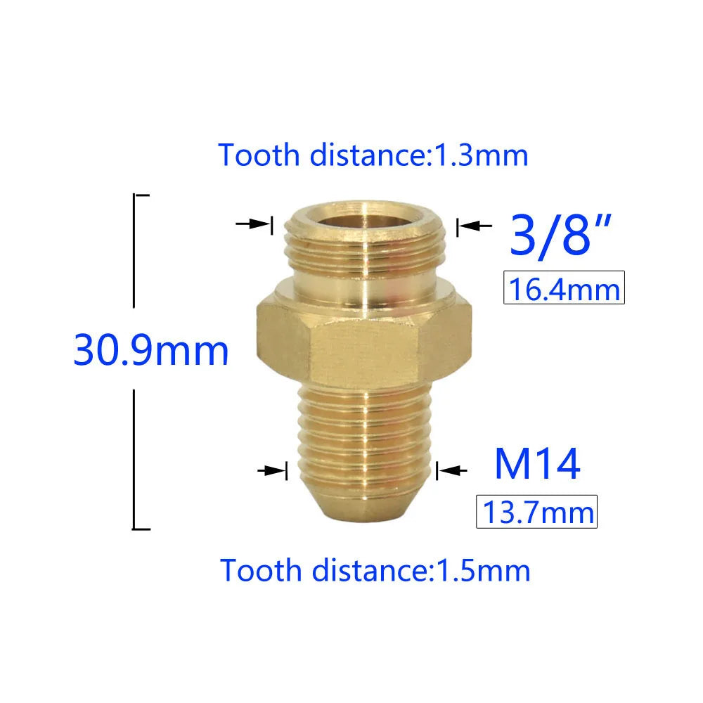 Brass M22 M14 M18 To 3/8" 1/2" 3/4" Thread Connector Transition Coupler Cleaning Copper Machine Repair Fitting