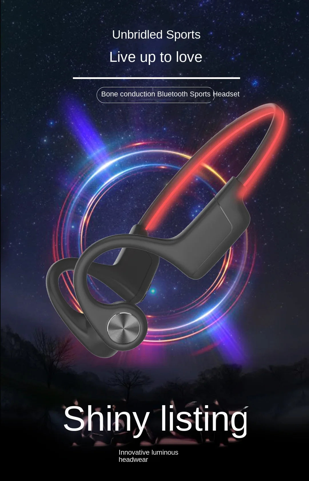 Open Ear bone conduction Night Running Luminous Sports Wireless Bone conduction Headsets for shokz openrun Bluetooth headphones