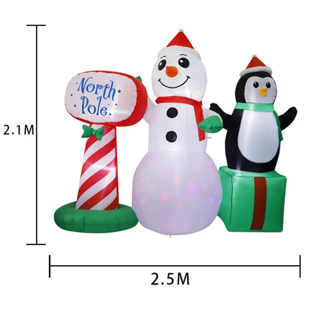 Christmas Inflatables Glowing Snowman Penguins Santa Claus with Built-in LED Decoration for Xmas