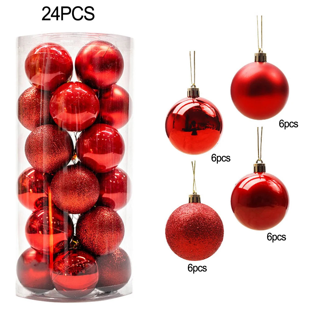 Xmas Party Decor 24Pcs Christmas Ball Bridal Shower Party For Christmas Tree Decoration Hanging Decor Pink Red Silver Blue