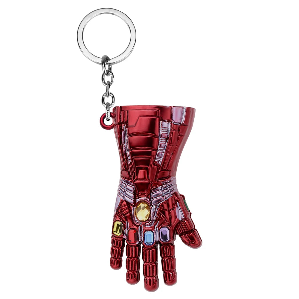 Marvel Iron Man Infinity Glove Pendant Key Holder Avengers Infinity Stones Weapon Keychain Accessories Gifts For Fans Toys