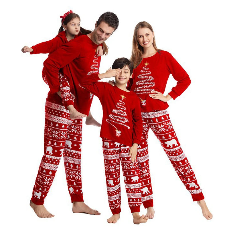 2024 Christmas Family Matching Pajamas Adults Kids Family Outfit Top Pants 2PCS Xmas Sleepwear Baby Jumpsuit Dog Clothes