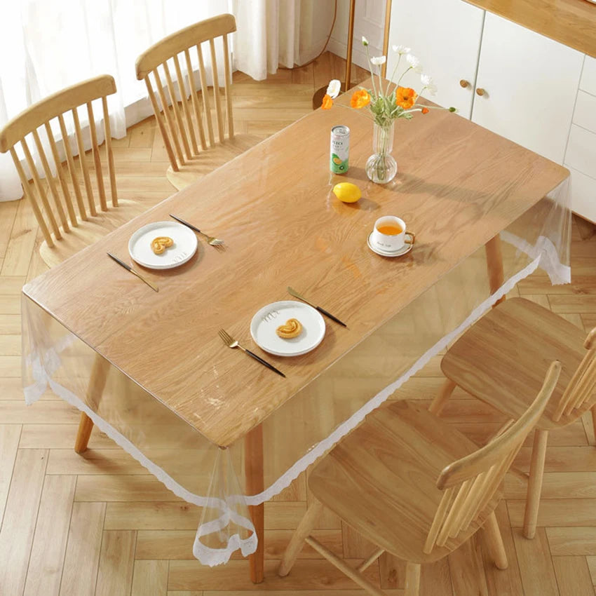 Transparent Tablecloth Waterproof Oil-proof PVC Table Cloth for Home Kitchen Dining Table Decorative Protective Cover