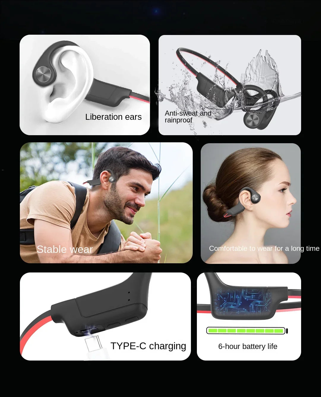 Open Ear bone conduction Night Running Luminous Sports Wireless Bone conduction Headsets for shokz openrun Bluetooth headphones