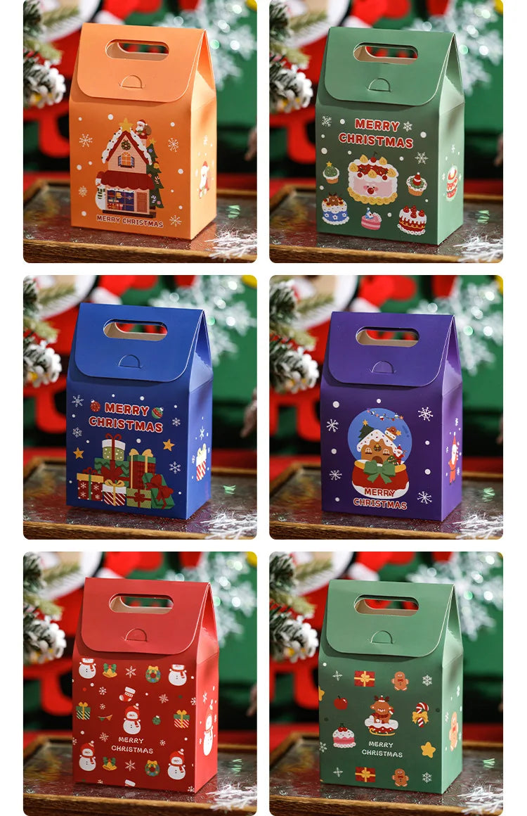 10pcs Christmas gift bag small gift biscuits snowflake crisp biscuits colourful box Christmas Eve candy box portable box