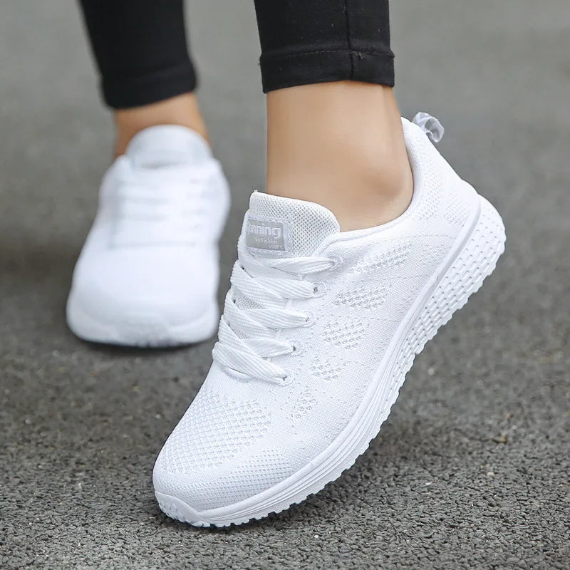 Fashion Breathable Women Casual Shoes  Walking Mesh Flat Shoes Woman White Sneakers Women