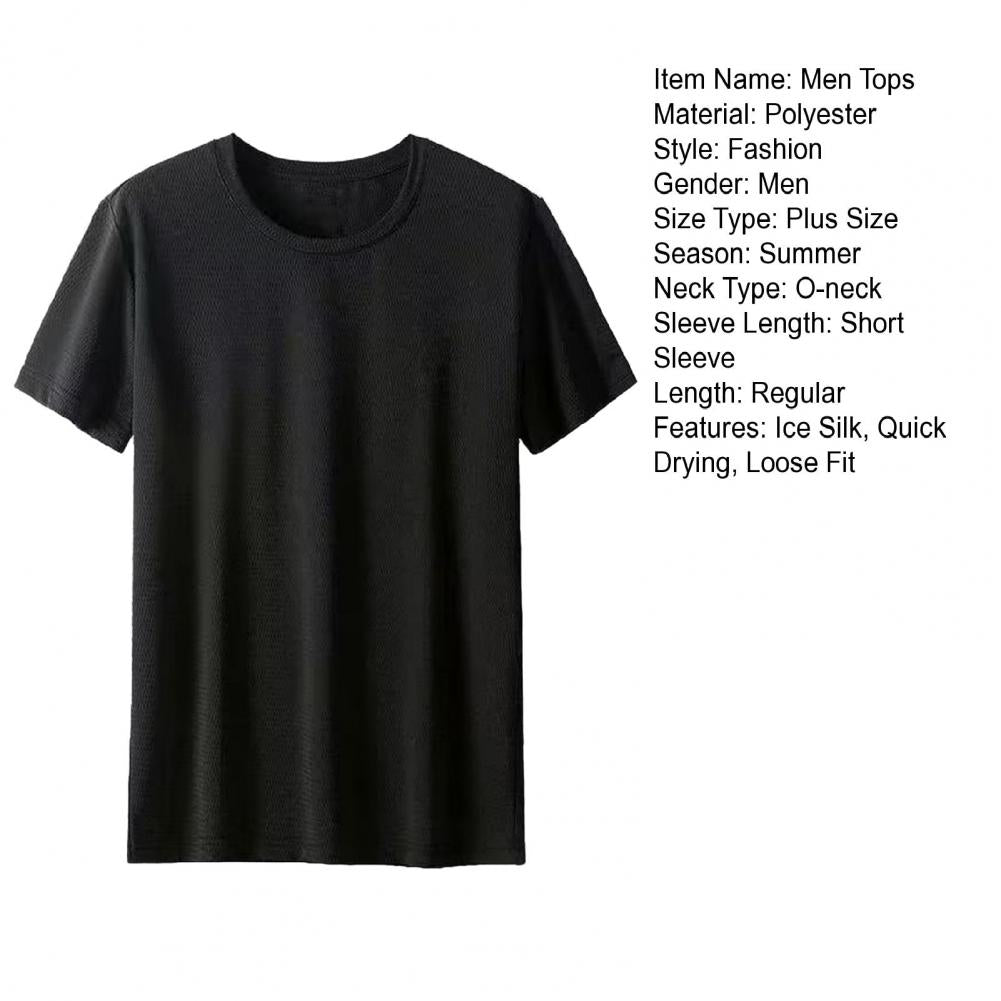 Men's Ice Silk Quick Dry Mesh T-shirt Summer Loose Sportswear Thin Breathable Short-sleeved