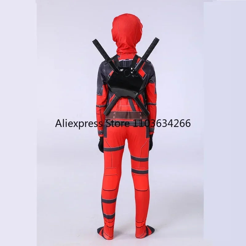 Deadpool Costume Men Women Kids Cosplay Mask Suit Jumpsuit Backpack