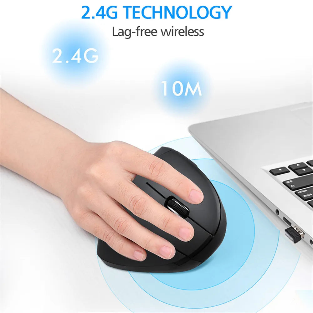 2.4G Wireless Mouse Vertical Ergonomic Mouse Gamer Right Hand USB Gaming Computer Mice for PC Laptop Home Office