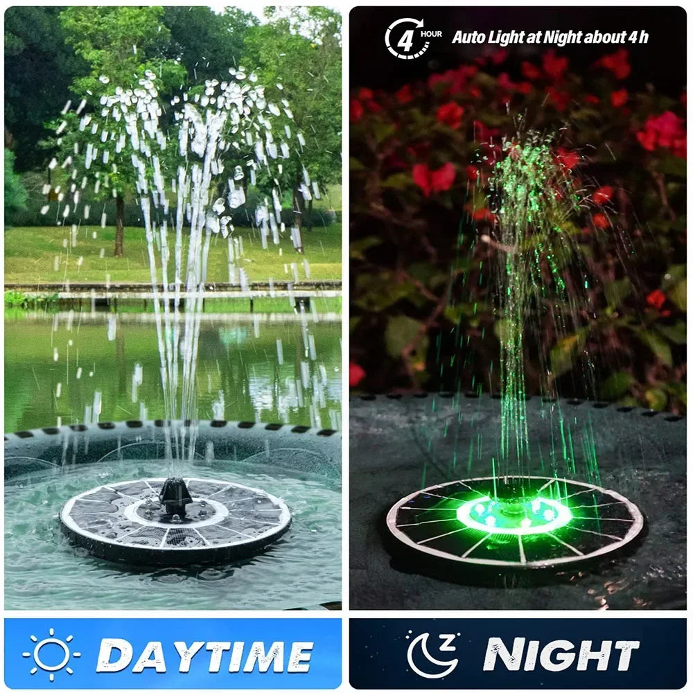 Solar Fountain Pump for Bird Bath with Lights,3.5W Solar Water Fountain with 2200 mAh Battery,6 Nozzles for Garden,Outdoor