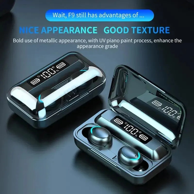 Waterproof Earbuds Earphones Digital Display Headset Large Capacity Charging Case