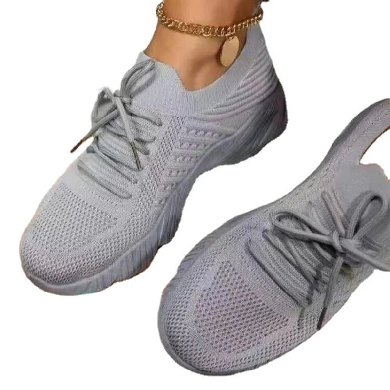 Mesh Breathable Women Casual Sneakers Lace-up Vulcanized Shoes Ladies Platform Sneakers Female Shoes