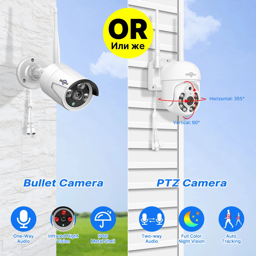 5MP WIFI CCTV PTZ Camera Security System Kit 10CH NVR AI Motion Tracking Color Night Vision IP Camera Surveillance System