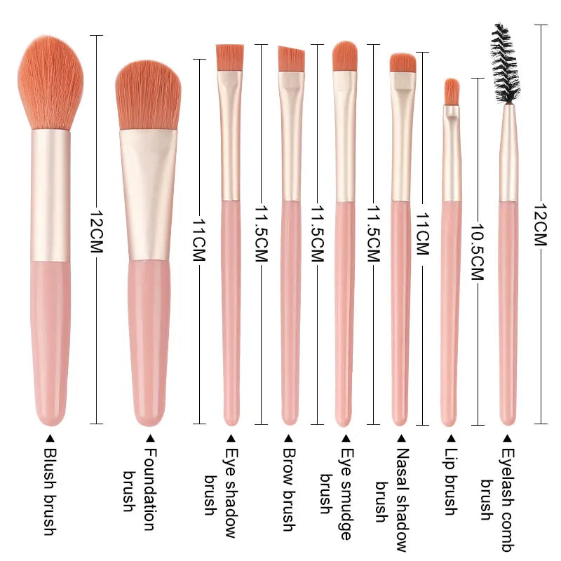 8PCS Makeup Brushes Set for Cosmetic Concealer eyelashes Blush Loose Powder Eyeshadow Women Soft fluffy Blending Beauty Tools