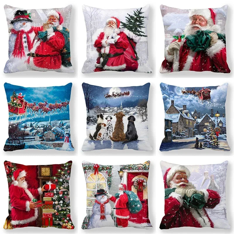 Christmas costume Santa and elk 45x45cm cushion cover ornament Natal Adornos de Navidad