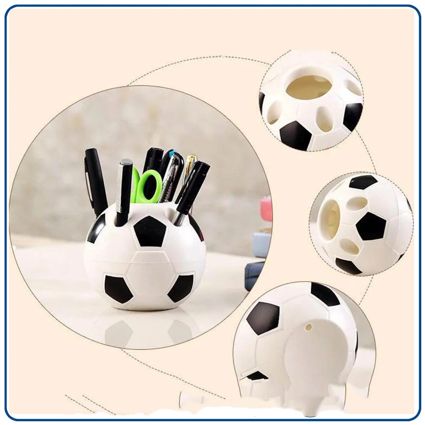 Football Shaped Pen Holder Pen Pencil Pot Home Desktop Pencil Ruler Storage Rack Stationery Organizer Kids Boys Pencil Case Gift