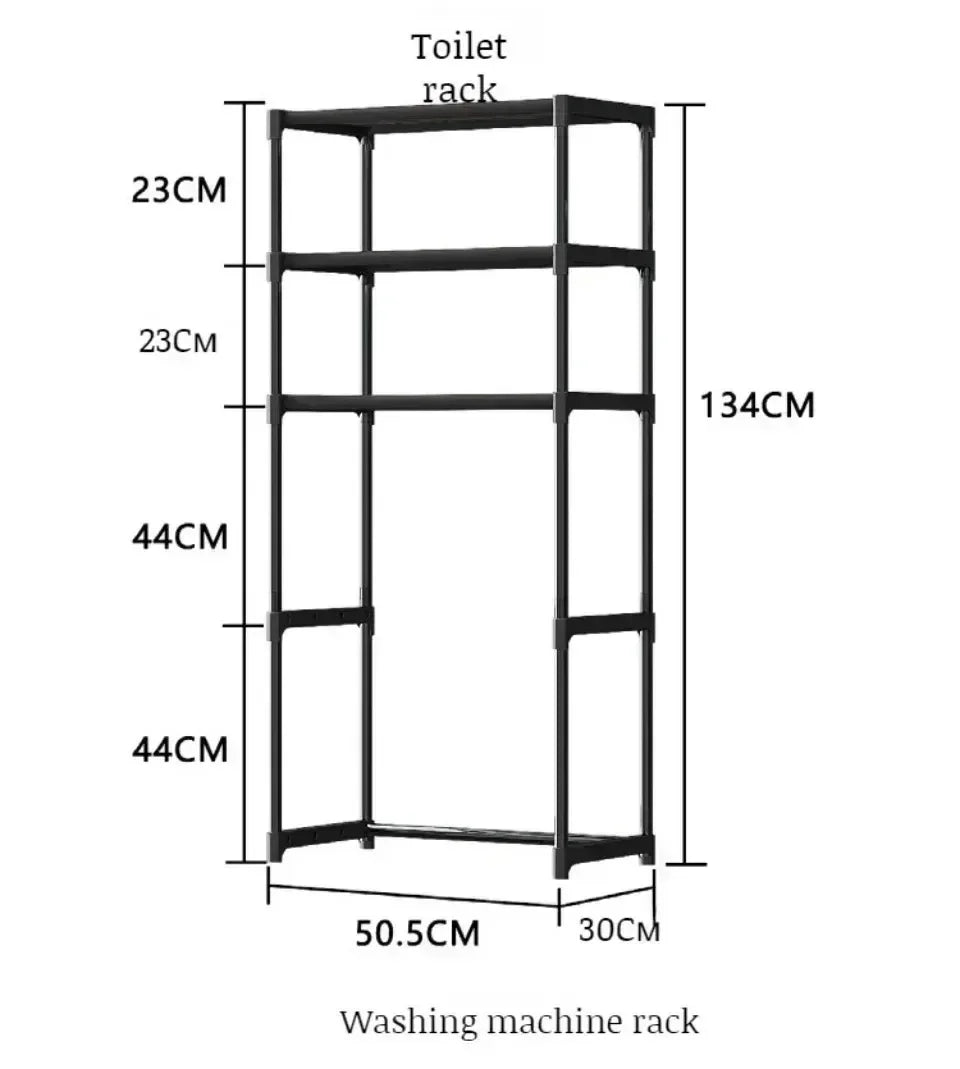 Toilet Storage Rack Perforation-Free Storage Shelf Large Capacity Multilayer Washing Machine Shelf Space-saving Standing Holder