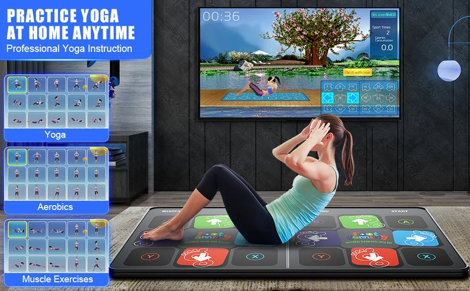 Dance Mat Game for TV/PC Family Sports Video Game Anti-slip Music Fitness Carpet Wireless Double Controller Folding Dancing Pad