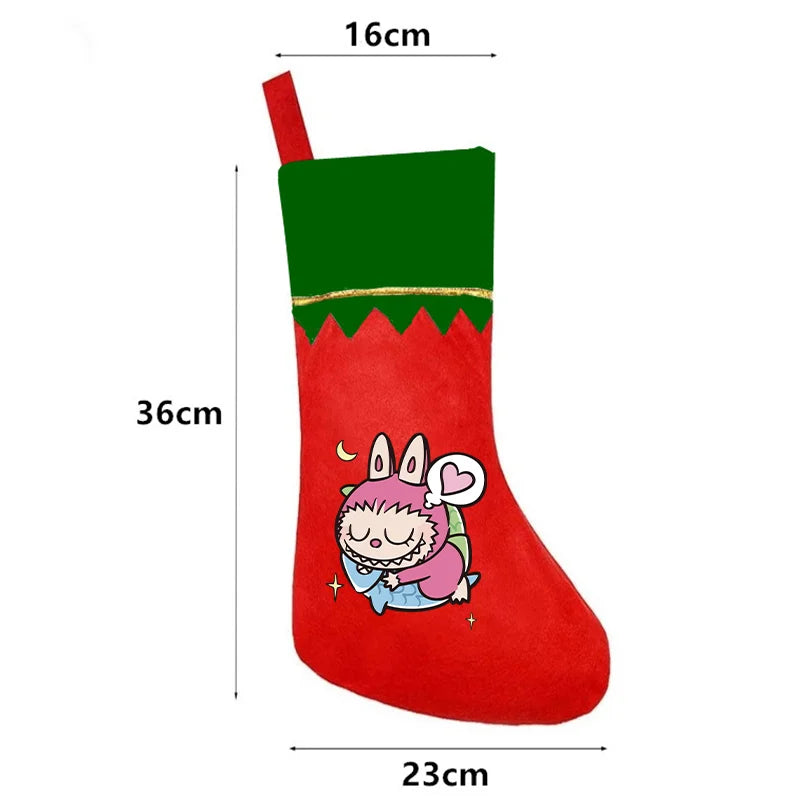 Christmas Socks Labubu Santa Claus Gift Bag  Xmas Tree Hanging Ornaments