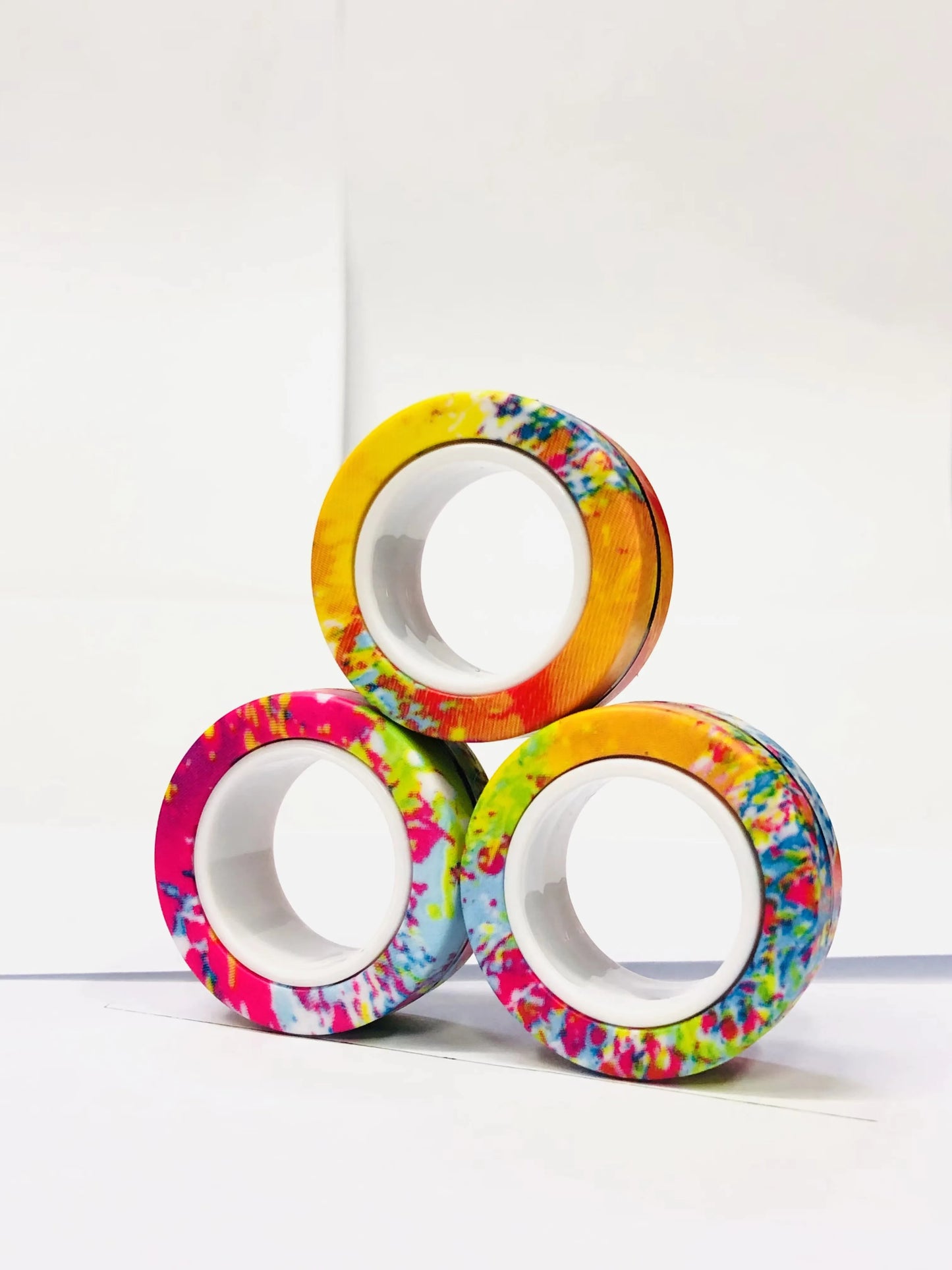 Finger Magnetic Rings Colorful Fidget Toy Set Adult Magnets Spinner Rings for Relieve Stress Anxiety Relief Therapy