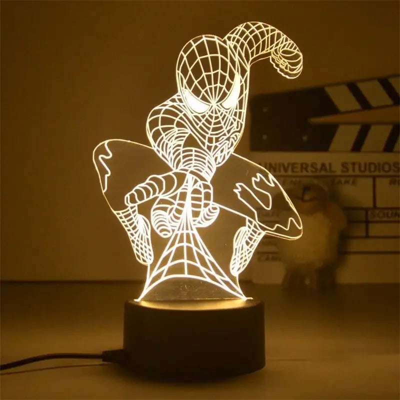 Disney Marvel Avengers Ironman Spiderman Thor Loki LED Night Light Glowing Lamp Deadpool Creative Toy Collectible Model Gift