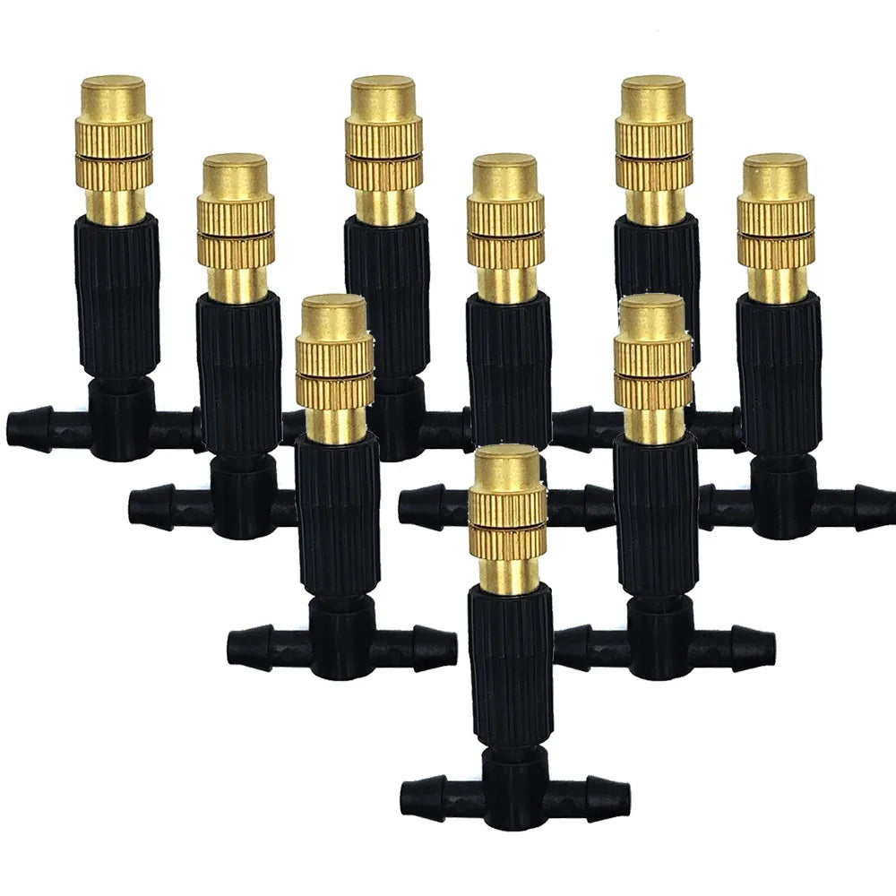 Outdoor Misting Cooling System Garden Irrigation Watering Brass Atomizer Nozzles 4/7mm Hose for Patio Greenhouse