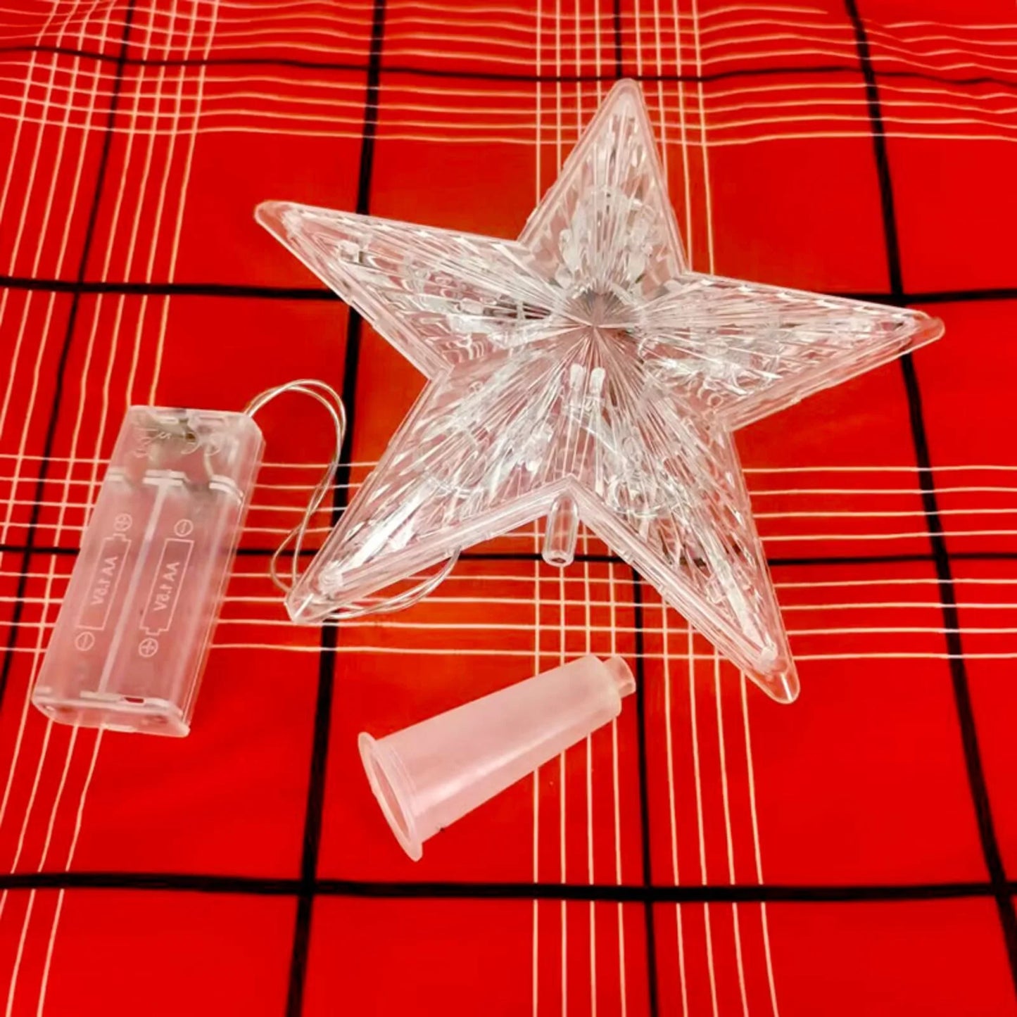 LED Transparent Five-pointed Star Merry Christmas Tree Toppers Cristmas Decorations for Home Xmas Ornaments Navidad 2023