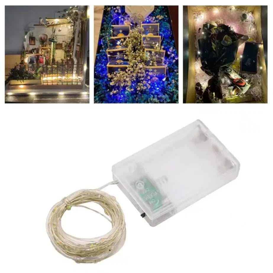 5M/20M Copper Wire LED Lights String Battery Box Waterproof Garland Fairy Light Christmas Wedding Party Decor Holiday Lighting