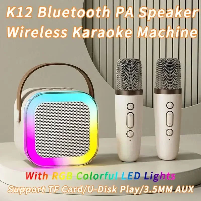 Wireless Microphone Karaoke Bluetooth Speaker Portable RGB Colorful Lights