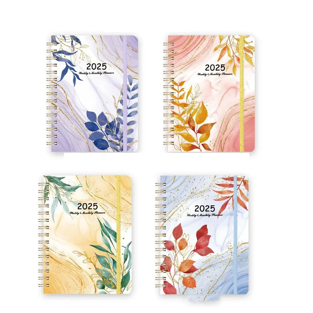 365-Day 2025 English Agenda Book Monthly Weekly Plan Flowers Diary Notebook Planner Organizer Practical A5 Schedule Planner