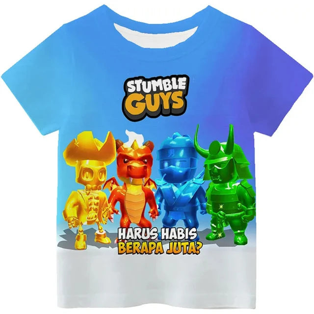 Stumble Guys Game 3D Printed Kids T Shirt Children Clothing Harajuku