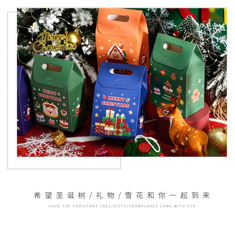 10pcs Christmas gift bag small gift biscuits snowflake crisp biscuits colourful box Christmas Eve candy box portable box