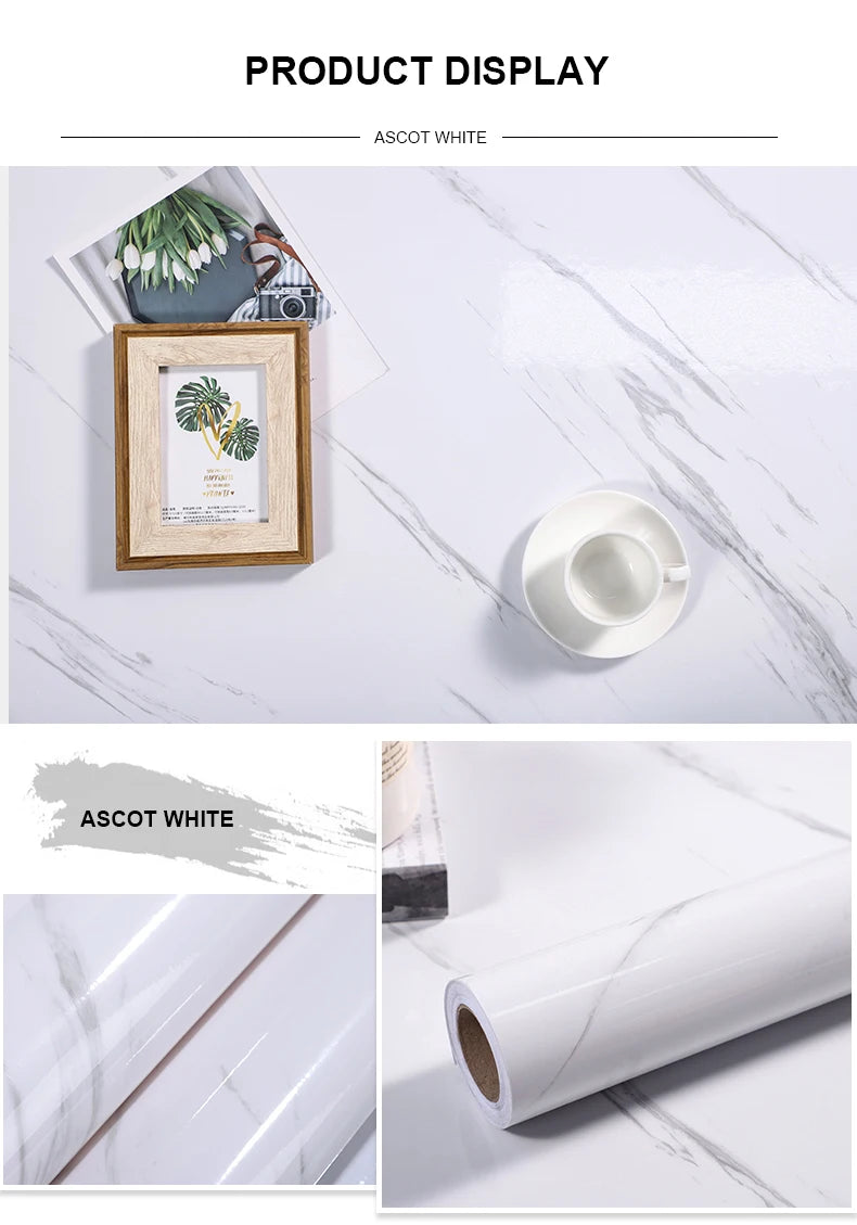 Pearl White DIY Decorative Film PVC Self Adhesive Wall Paper Furniture Renovation Stickers Kitchen Cabinet Waterproof Wallpaper