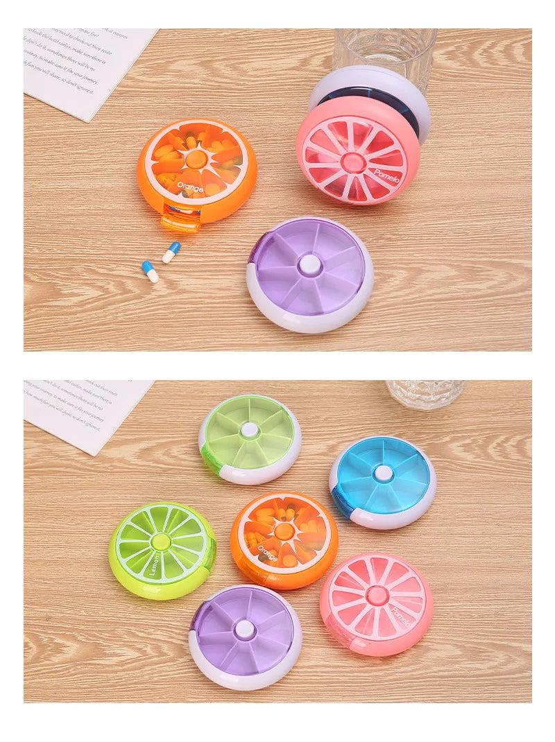 Mini Pill Box Weekly Medicine Pill Box Rotating Pill Box Case Splitter Pill Organizer Portable Travel 7 Day Pill Container Case