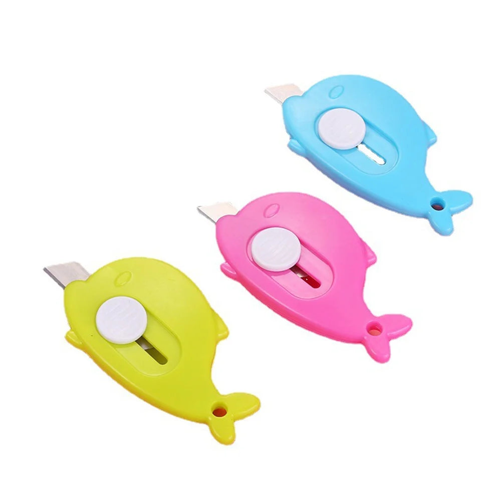 Mini Utility Knife Whale Shape Child Utility Knife Stationery Letter Opener Paper Cutter Craft Knife With Key Chain Hole