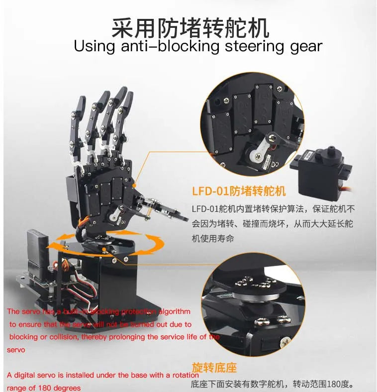 Robot Palm Hand Manipulator Open Source Code 5 Hands Educational Kit with Ps2/Somatosensory Gloves STEM For Arduino STM32 Bionic