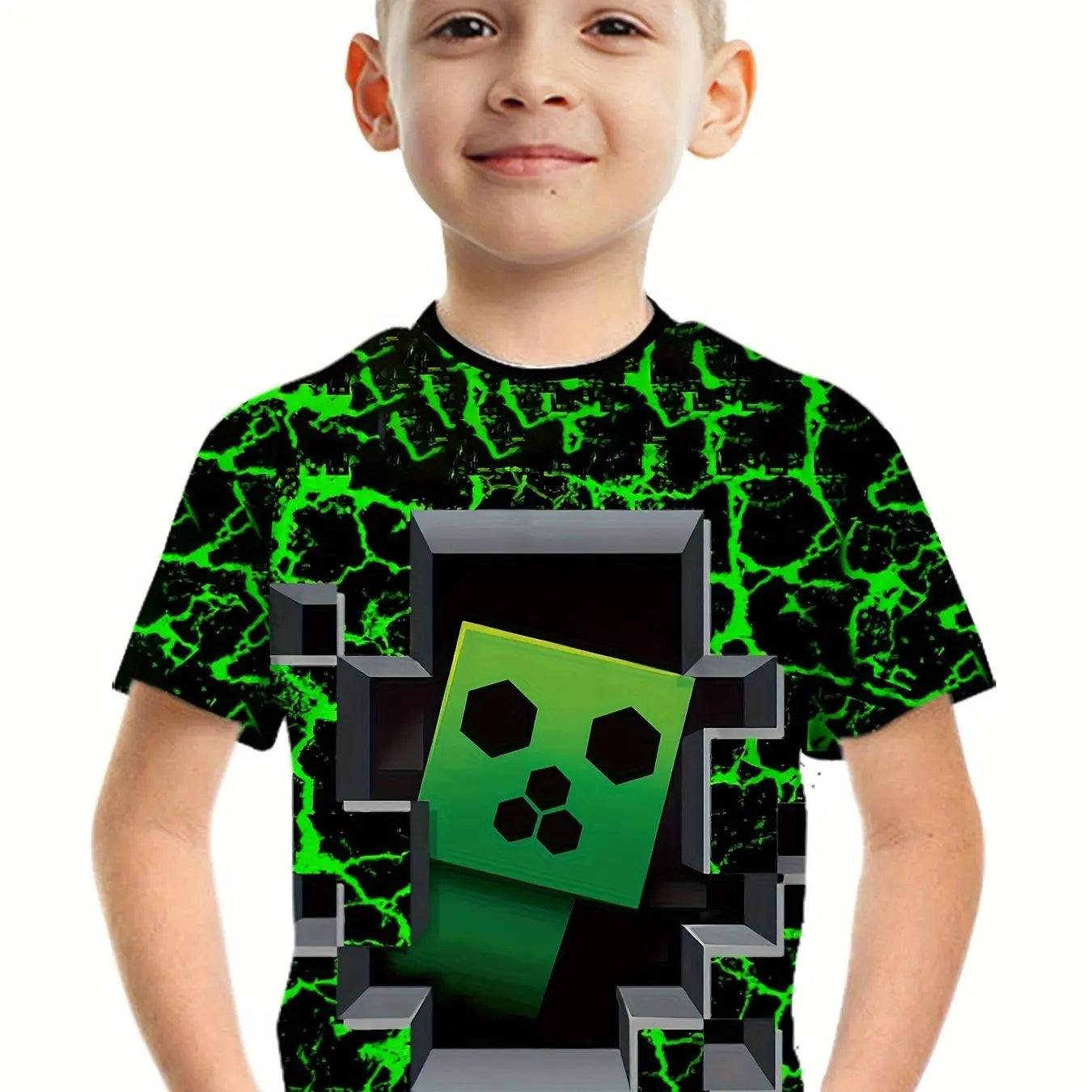 Children's Minecraft T-shirt Clothing Boys T-shirt Short Sleeve Children T-Shirt Creative Print Funny Kids Summer Clothes Girl Clothes O-Neck Tops