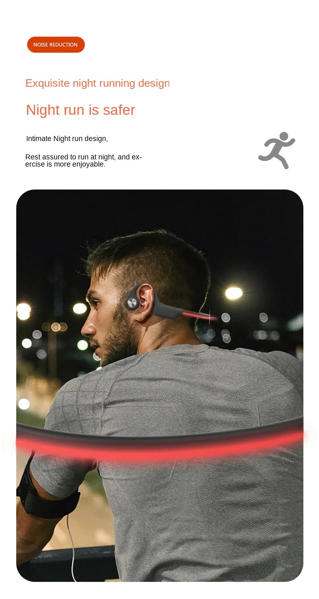 Open Ear bone conduction Night Running Luminous Sports Wireless Bone conduction Headsets for shokz openrun Bluetooth headphones