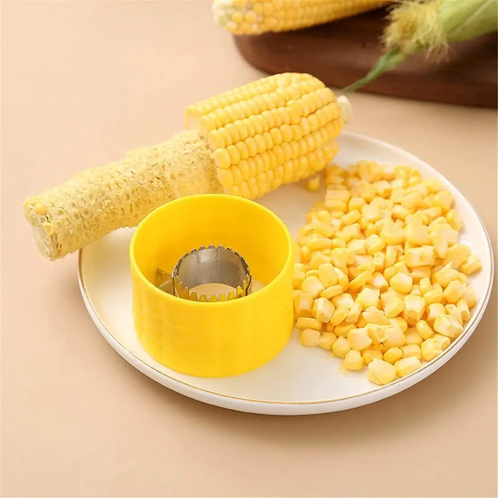 Quick Corn Thresher with Stainless Steel Blades Slicer Peeler Corn Cob Splitter Stripper Cutter Removing Kernels Kitchen Gadgets