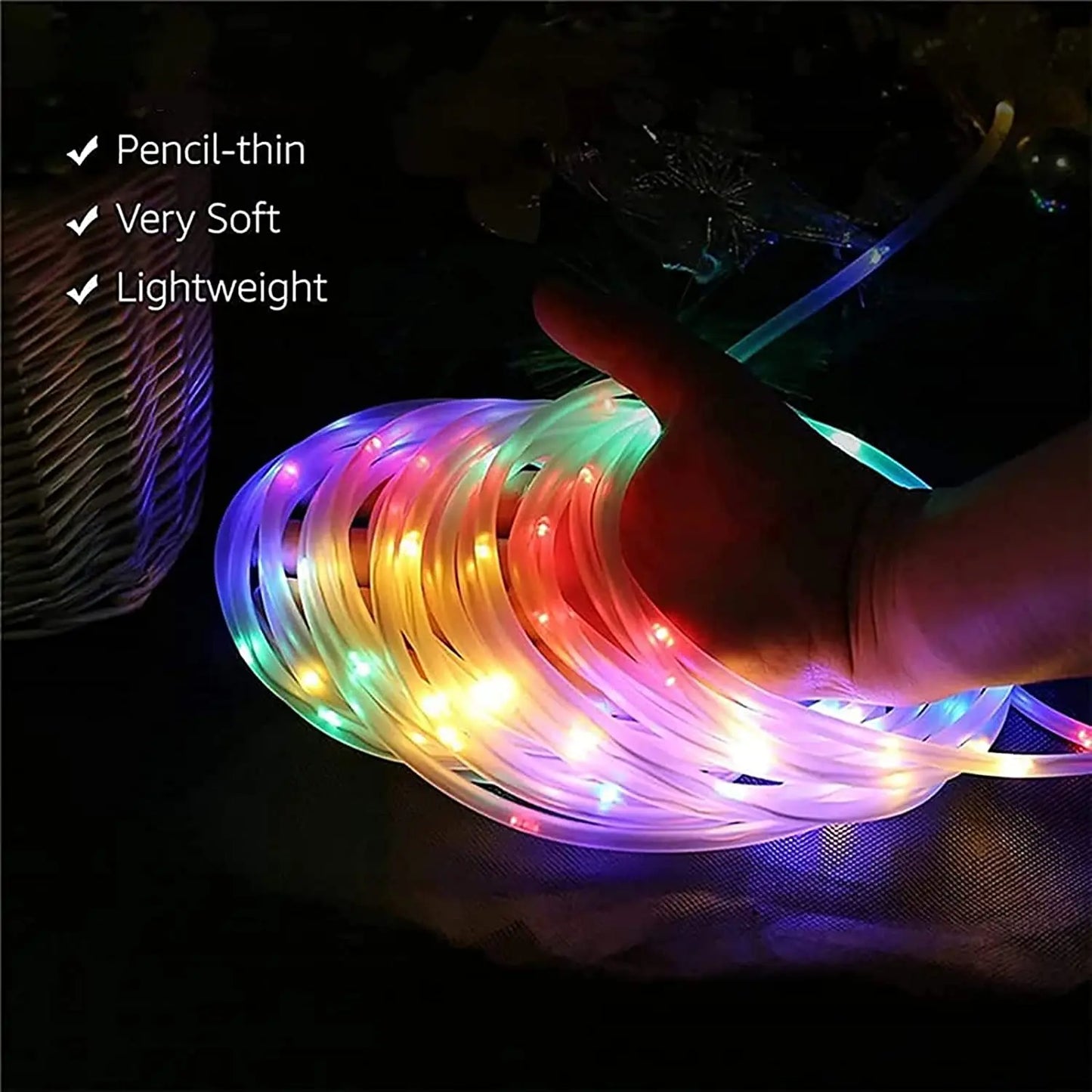 Garland LED Tube Rope Fairy Lights Waterproof Garland Battery Operated 150 LEDs For Indoor Outdoor Christmas Decoration