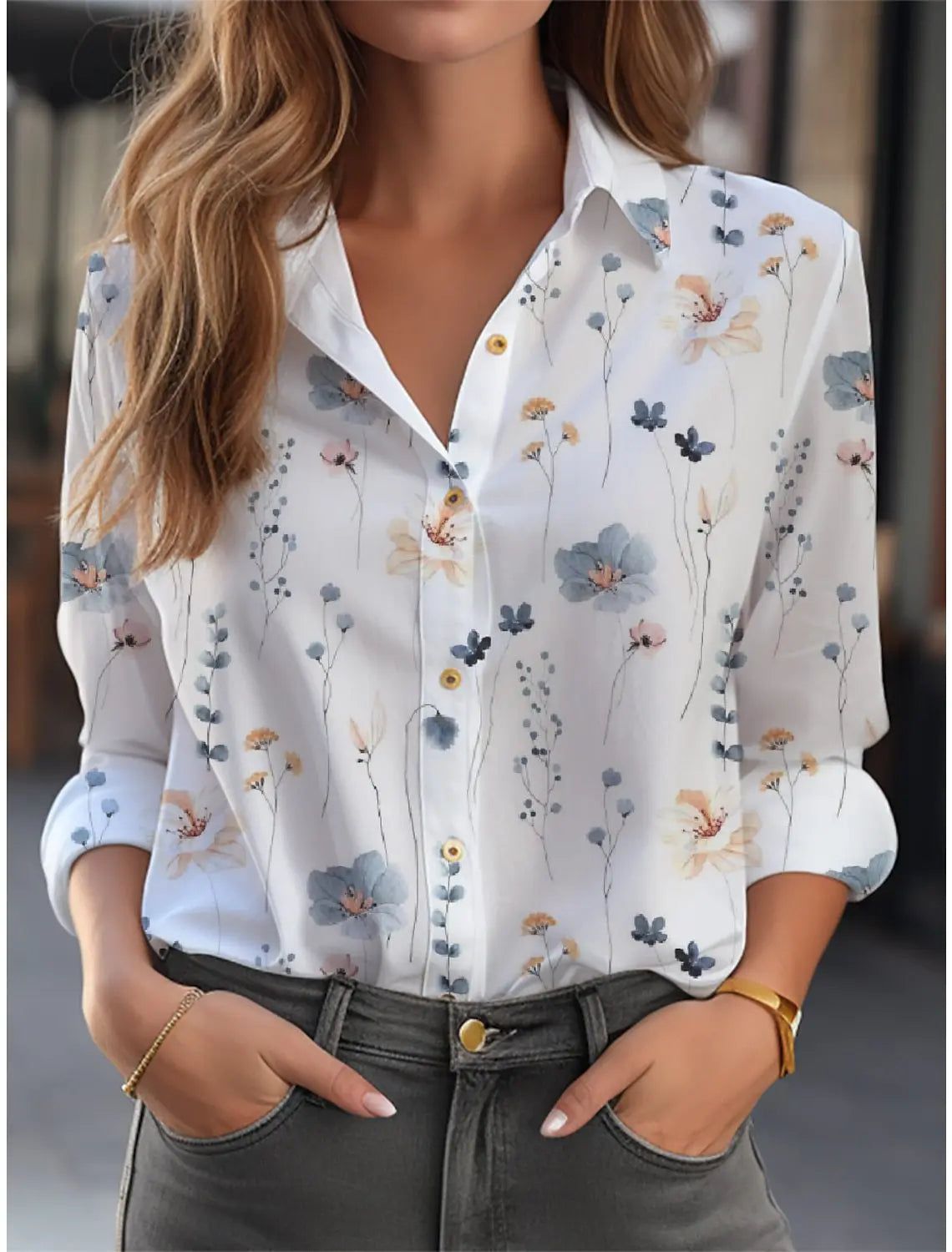 3D Print Shirt  Blouse For Women's Fashion Lapel Single Breasted Elegant Office Ladies Clothing Long Sleeved Casual Cardigan Top