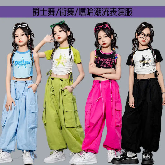 Girls Loose Casual Cargo Pants Fashion Korean Street Style Hip Hop Trousers Wide Leg Pants with Belt for School Vacation Daily