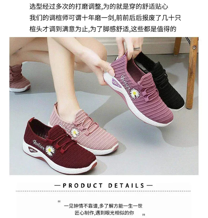 women's light running shoes Adult sneakers,net shoes, comfortable soft soled sneakers, women's breathable casual single shoes