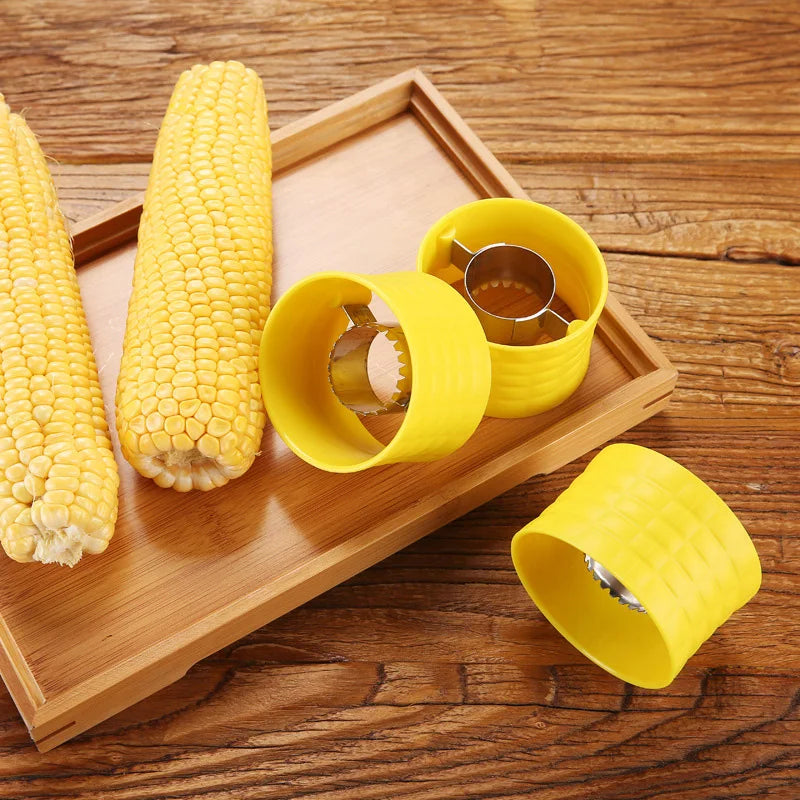 Quick Corn Thresher with Stainless Steel Blades Slicer Peeler Corn Cob Splitter Stripper Cutter Removing Kernels Kitchen Gadgets