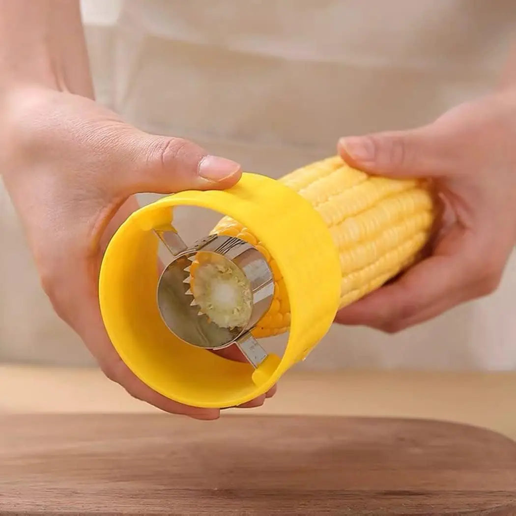 Quick Corn Thresher with Stainless Steel Blades Slicer Peeler Corn Cob Splitter Stripper Cutter Removing Kernels Kitchen Gadgets